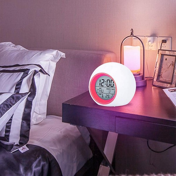 Student Digital Clock For Boys Girls, 7 Colors Changing Light Bedside Clock For Carousel 4