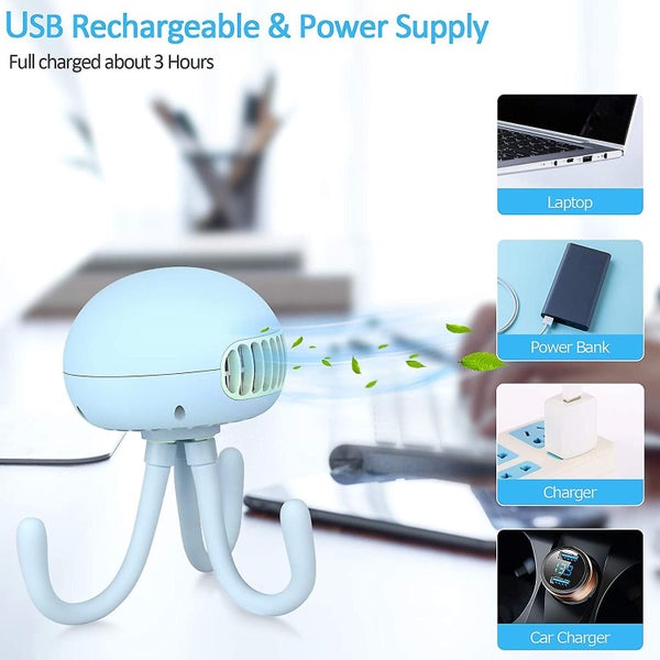 Stroller Fan Portable Bladeless Fan Mini Handheld Fan With Flexible Tripod Clip Carousel 5