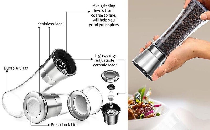Salt And Pepper Shakers Grinders Refillable Stainless Steel,adjustable Coarsenes Carousel 2