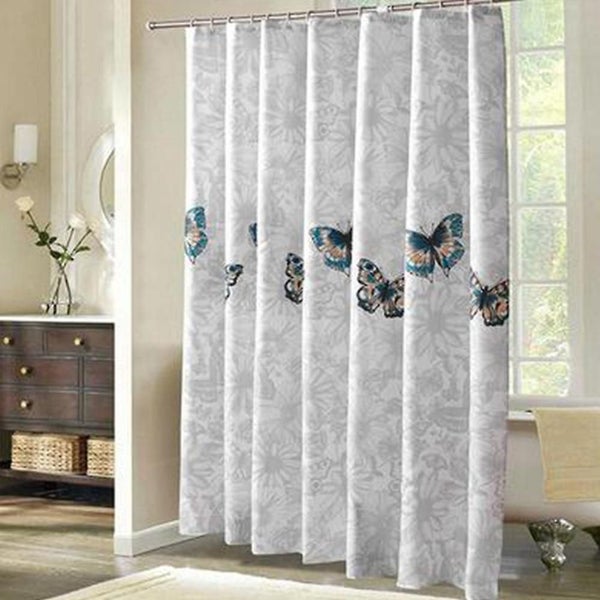Fabric Shower Curtain, Waterproof Design And Polyester, Quick-drying, Weighted H Carousel 4