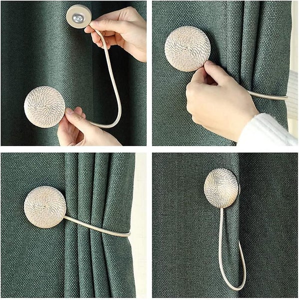 Set Of 2 Magnetic Tiebacks For Decorative Curtains, Modern Support Rope For Thin Carousel 2
