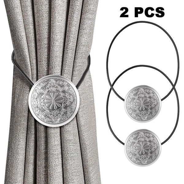 2 Pcs Vintage Magnetic Curtain Tieback, Round Curtain Drapery Holdback Retro Win Carousel 1