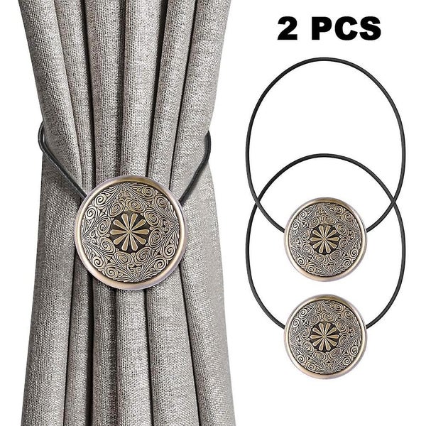 2 Pcs Vintage Magnetic Curtain Tieback, Round Curtain Drapery Holdback Retro Win Carousel 2
