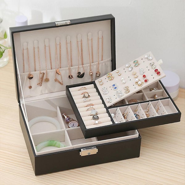 Jewelry Box Organizer For Women Girls, 2 Layer Large Men Jewelry Storage Case, P Carousel 4