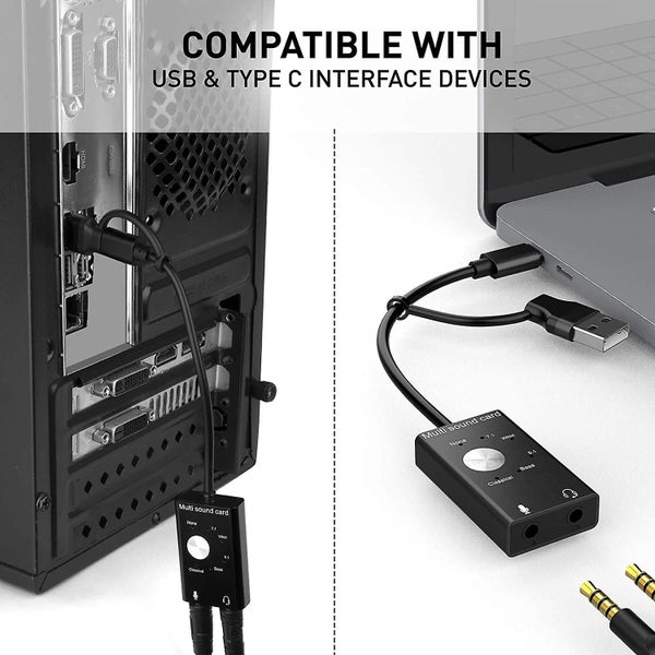 Usb Sound Card Usb And Usb C To 3.5 Mm Audio Adapter Stereo Headset And Micropho Carousel 2