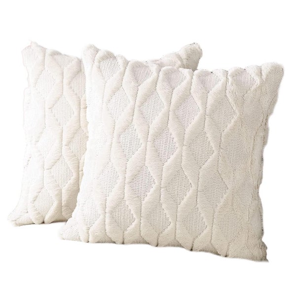 Pack Of 2 Soft Plush Short Wool Velvet Decorative Throw Pillow Covers Luxury Sty Carousel 1