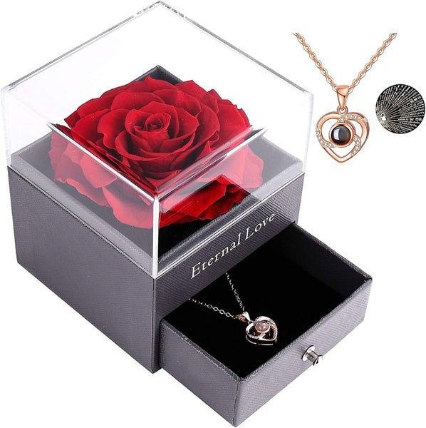 Preserved Real Rose Eternal Handmade Rose With Love You Necklace Carousel 2