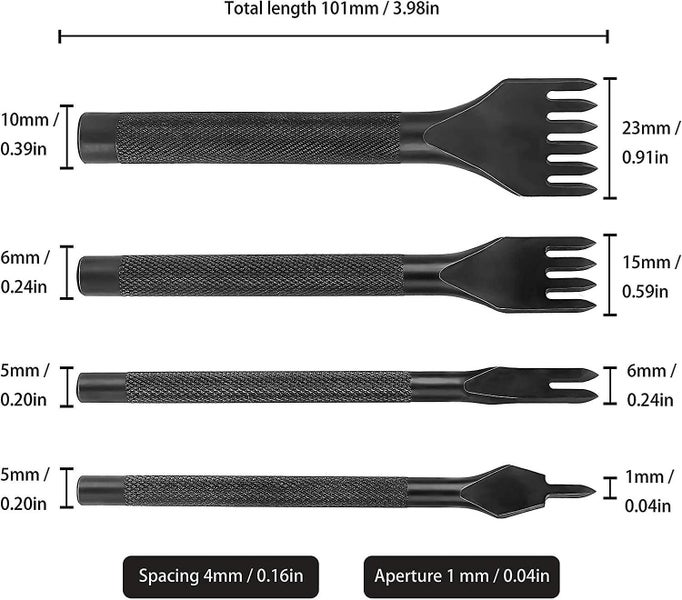 Hole Punch Tool Kit 4mm Diy Sewing Tools Hole Punch Steel Leather Craft Lacing S Carousel 2
