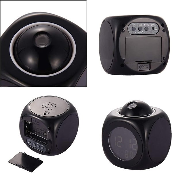 Led Projector Alarm Clock Multifunction Digital Temperature Display Voice Talkin Carousel 2