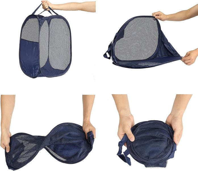 Pop-up Hamper, Foldable Pop-up Mesh Hamper With Reinforced Carry Handles, Laund Carousel 2