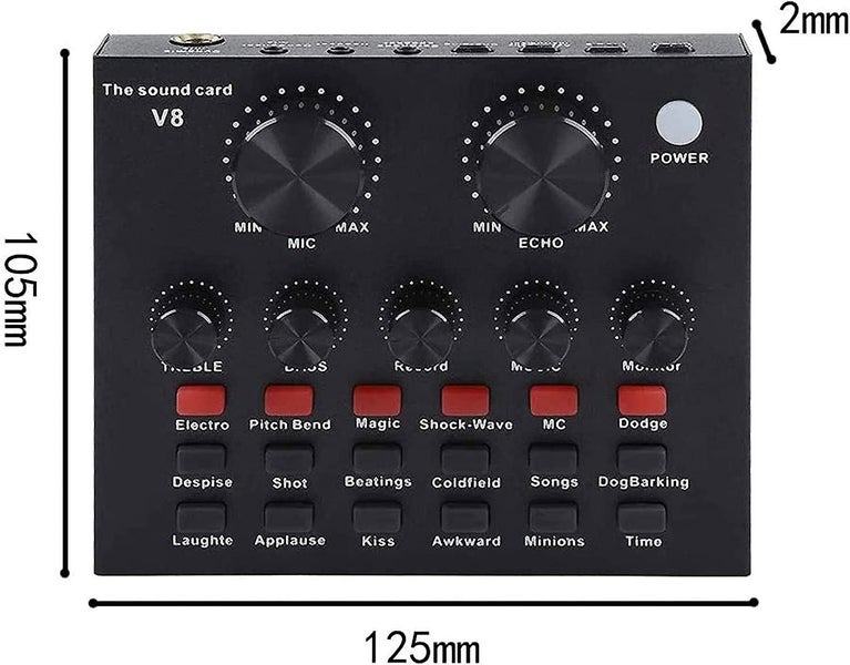 V8 Sound Card, Microphone, Computer, Mobile Phone, Ipad, Ps4 Voice Changer Sound Carousel 2