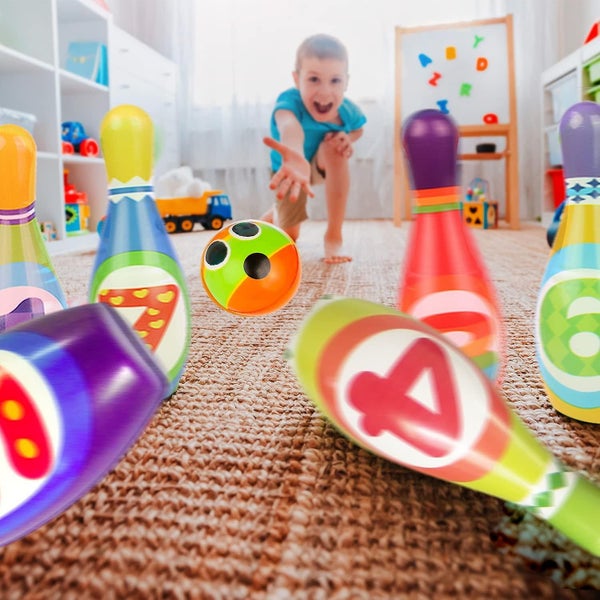 Kids Bowling Set - With 10 Bowling Pins & 2 Balls - Educational Early Developmen Carousel 5