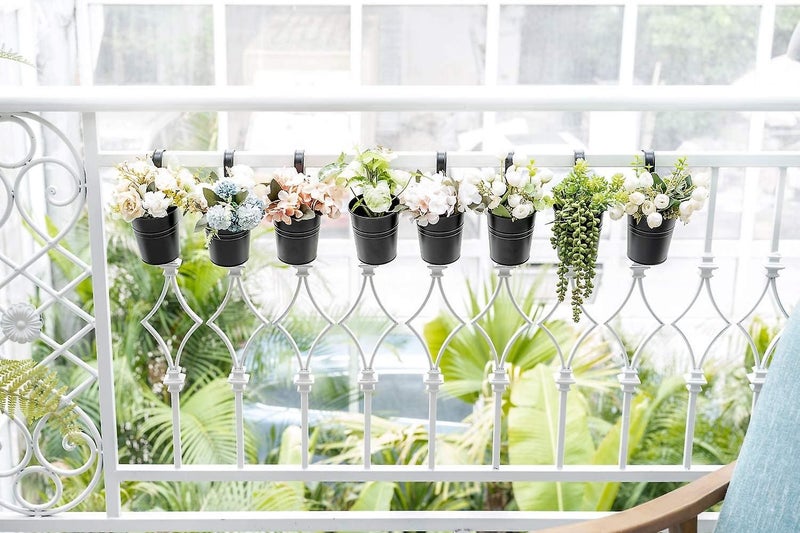 Metal Iron Flower Pot Vase Hanging Balcony Garden Planter Carousel 2