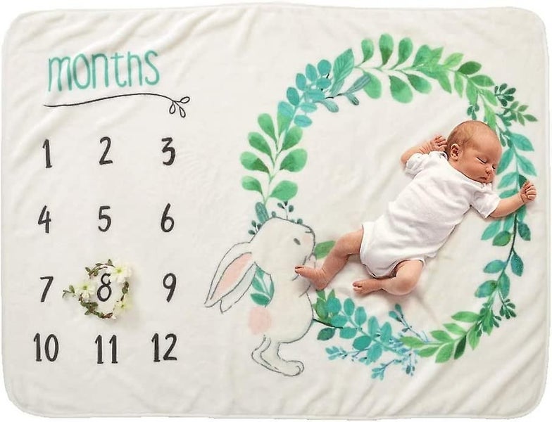 Weekly Monthly Baby Blanket 28*40 In Super Soft Flannel For Girl Boy Floral Wing Carousel 1