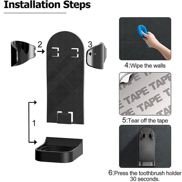 2 Pcs Self-adhesive Electric Toothbrush Holder, Wall-mounted Toothbrush Holders, Carousel 5
