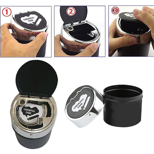 Smokeless Metal Steel Ashtrays For Cigarettes With Covered Push Lid Portable Win Carousel 4