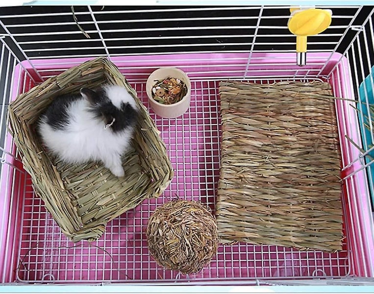Grass Mat Woven Bed Mat For Small Animal Bunny Bedding Nest Chew Toy Bed Play To Carousel 5