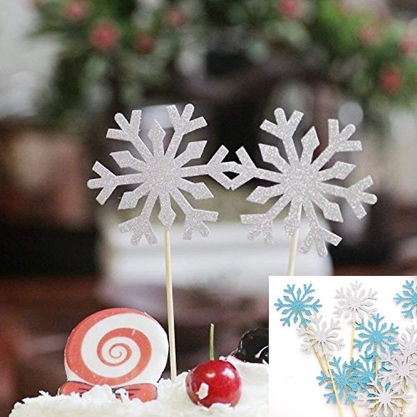 20 Counts Wedding Cake Decorating Frozen Cupcake Toppers Toothpicks, Sliver/blue Carousel 5