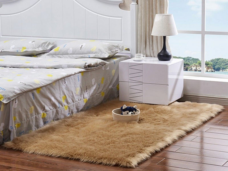 40x60cm Plush Floor Mat Area Non Slip Rug Fluffy Carpets for Bedroom Camel Carousel 1