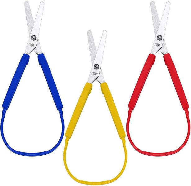 Scissors Colorful Grip Scissors Loop Handle Self-opening Scissors Adaptive Cutti Carousel 1
