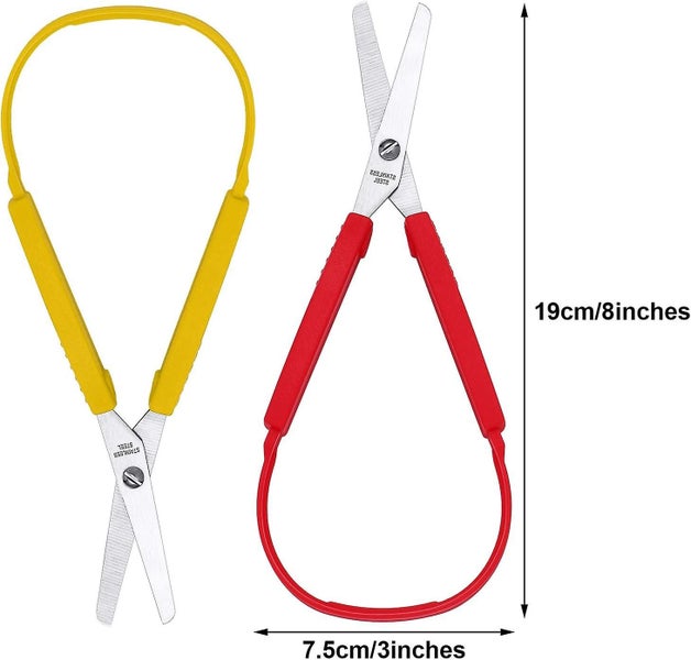 Scissors Colorful Grip Scissors Loop Handle Self-opening Scissors Adaptive Cutti Carousel 2