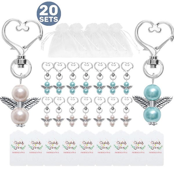 20 Pieces Angel Design Keychain Favors Set Include Angel Pearl Keychains White O Carousel 1