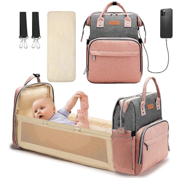 Baby Diaper Bag With Changing Station, Baby Bag With Built-in Usb Charging Port Carousel 1