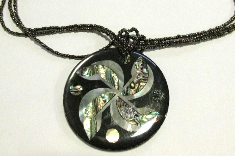 Large Mother of Pearl & Paua pendant Carousel 1