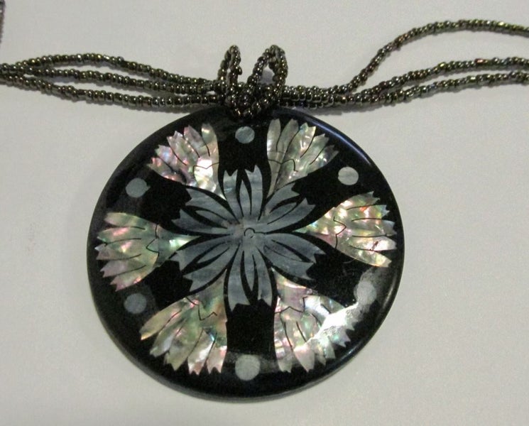 Large Mother of Pearl & Paua pendant Carousel 1