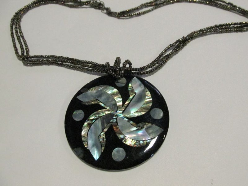 Large Mother of Pearl & Paua pendant Carousel 1