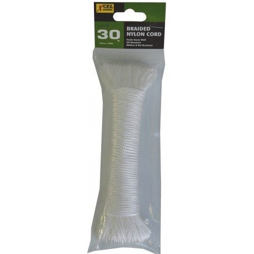 Braided Nylon Cord 2mm X 30m White In Polybag Xcel Carousel 1