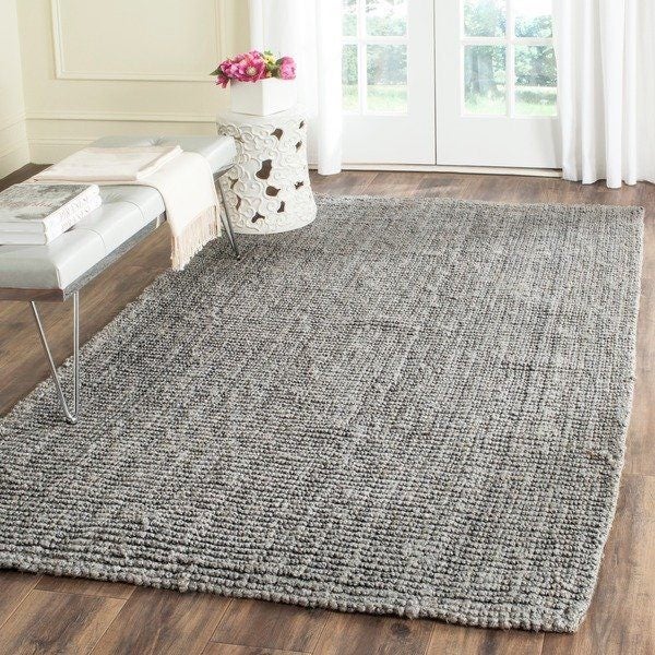120 x 180 cm Jute Handwoven Rug - Light Grey Carousel 1