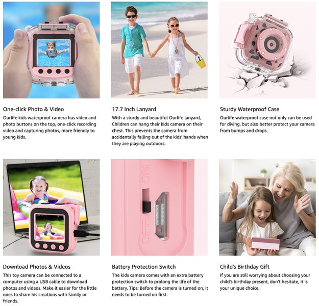 Kids Waterproof Camera, Kids Camera for Ages 3+, Camera for Kids Allows Underwat Carousel 1