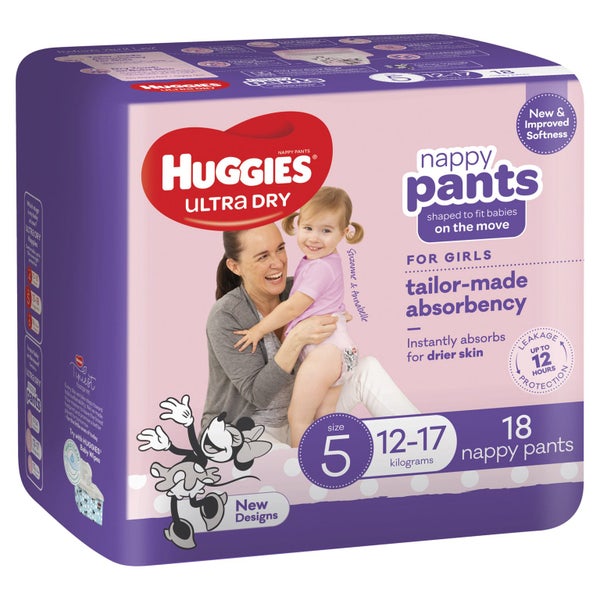 Huggies Ultra Dry Convenience Nappy Walker Girl Pants - Size 5 Carousel 1