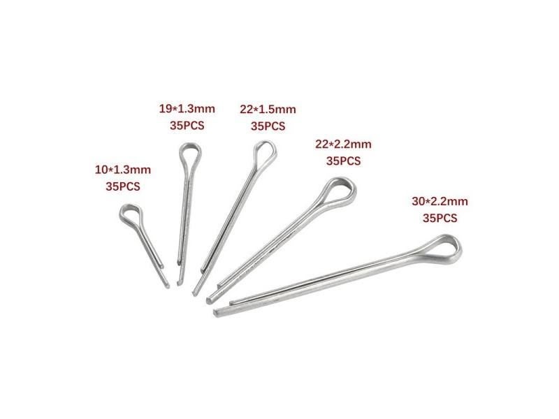 175Pcs Zinc Plated Steel Cotter Pins Assorted Sizes Hard Case Carousel 1