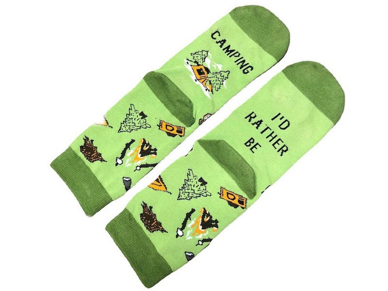 Pair of Unisex Funny Sport Socks Novelty Gift I Would Rather Be Camping Carousel 5