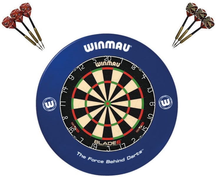 Winmau Blade 6 Dartboard, Surround and Darts Set - 3 Colours Carousel 2