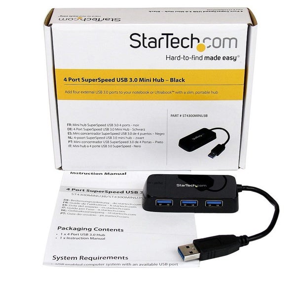 StarTech.com ST4300MINU3B 4 Port SuperSpeed Mini USB 3.0 Hub Carousel 4