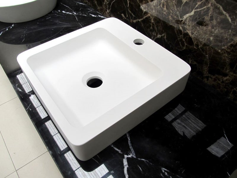 Basin - 380MM Hand made Poly-marble Basin in Matt Finish Carousel 1