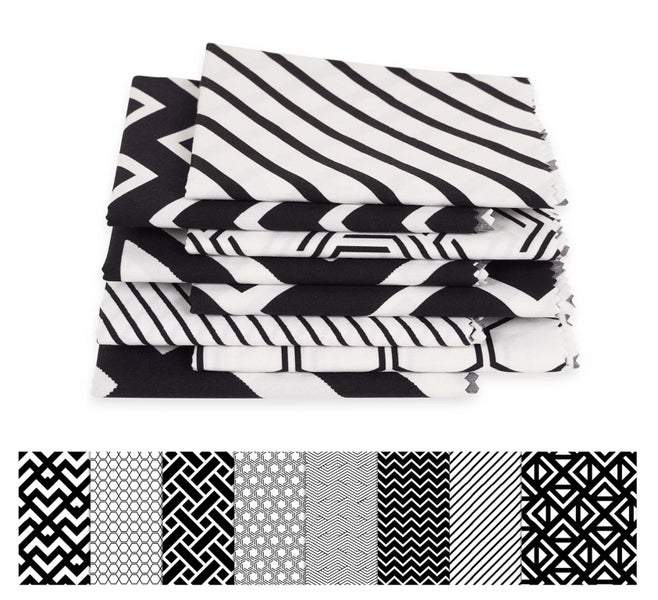 Soimoi 8 Pc Fat Geometrical Print 18"x 22" 100% Cotton PreCut Quilting Fabric Carousel 1