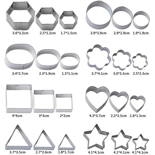 Bran Mini Geometrically Shaped Cookie Biscuit Cookie Cutter Set 24 Simple Rim Ge Carousel 5