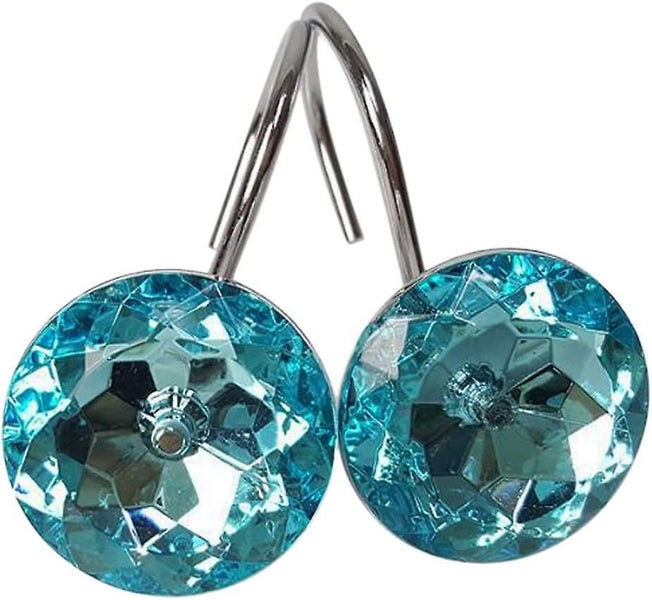 Set Of 12 Rhinestone Decoration Stainless Steel Ring Shower Curtain Hook Multi C Carousel 1