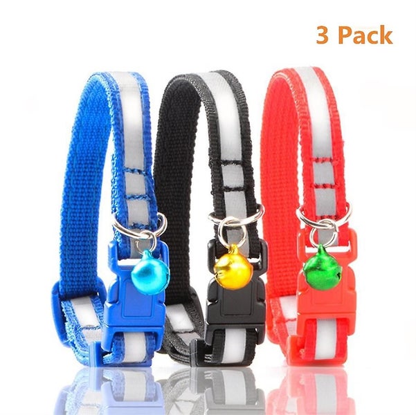 3pcs Reflective Cat Collar With Bell, Small Pet Collar, 7.48"-11.81" Carousel 1