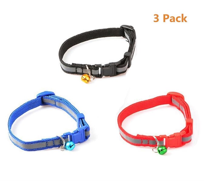 3pcs Reflective Cat Collar With Bell, Small Pet Collar, 7.48"-11.81" Carousel 2