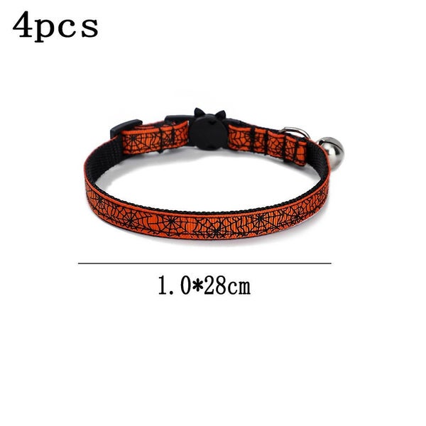 4 Pack Halloween Cat Collar Breakaway With Bell,pumpkin Collars For Cats Carousel 2