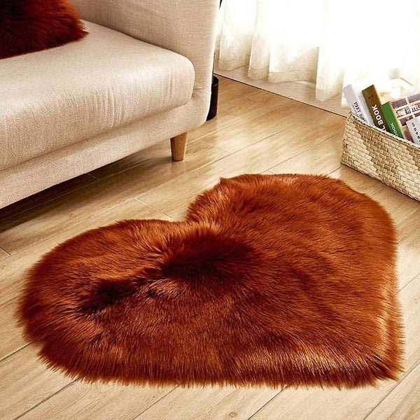 Bran Wool Imitation Sheepskin Rugs Faux Fur Non Slip Bedroom Shaggy Carpet Mats Carousel 1