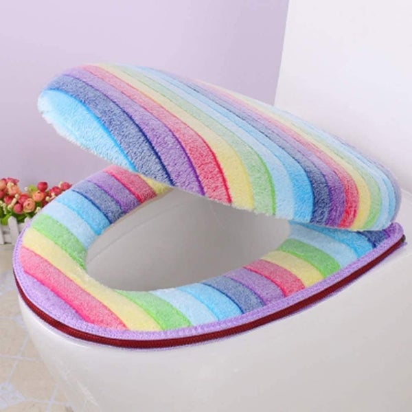 Toilet Seat Cover Pads Washable Bathroom Soft Thicker Warmer Washable Cloth Toil Carousel 1