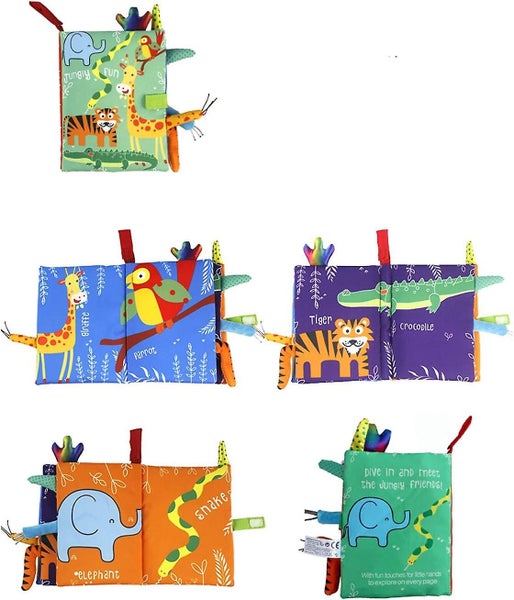 Jungle And Farm Tail Baby Early Education Toy, Activity Crinkle Cloth Book For T Carousel 5
