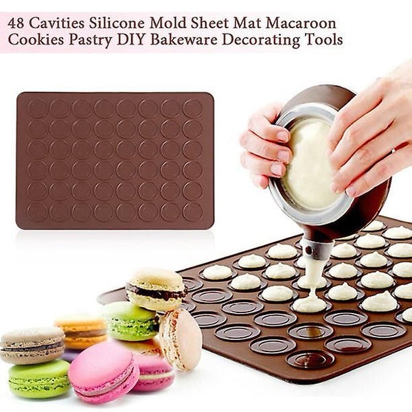 Silicone Bakeware Mat,48 Cavities Silicone Mold Sheet Mat Macaroon Cookies Pastr Carousel 1