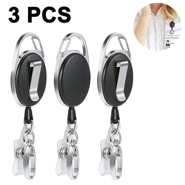 Bran Black Heavy Duty Retractable Badge Holder Reel With Belt Clip Key Ring And Carousel 1